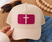 Load image into Gallery viewer, Christian Cross Patch | Embroidered Iron On Patch | Faith Based Gift for Hat, Tote, etc