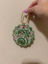 Load image into Gallery viewer, Nurse Embroidered Bag Charm | Floral Nurse Keychain | Backpack Accessory | Purse Charm | Healthcare Worker Gift | Thrifted Textile Gift