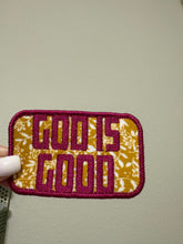 Load image into Gallery viewer, God Is Good Embroidered Patch | Floral Iron-On Patch | Christian Patch | Vintage Fabric Patch | Made from Thrifted Textiles