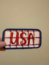 Load image into Gallery viewer, USA Patriotic Iron On Patch | Embroidered Americana Patch | Thrifted Textile Patch for Hats & Bags