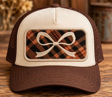 Load image into Gallery viewer, Brown Fall Plaid Bow Iron On Patch