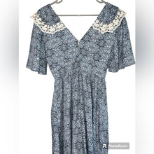 Load image into Gallery viewer, Medium Since Then Vintage Peasant Style Lace Trimmed V-Neck Maxi Dress
