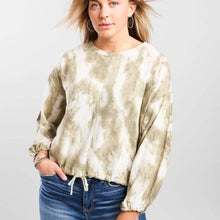Load image into Gallery viewer, Large GILLI Black Tie Dye Cinch Tie Hem Pullover