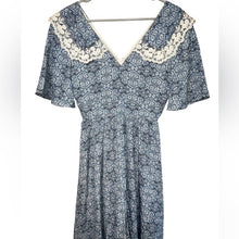 Load image into Gallery viewer, Medium Since Then Vintage Peasant Style Lace Trimmed V-Neck Maxi Dress