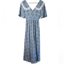 Load image into Gallery viewer, Medium Since Then Vintage Peasant Style Lace Trimmed V-Neck Maxi Dress