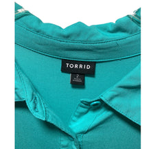Load image into Gallery viewer, Torrid | TURQUOISE CHALLIS BUTTON FRONT SHIRT