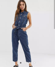 Load image into Gallery viewer, Small Levi’s Denim Button Front Tie Sleeveless Jumper