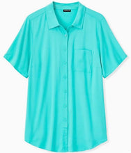 Load image into Gallery viewer, Torrid | TURQUOISE CHALLIS BUTTON FRONT SHIRT
