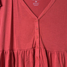 Load image into Gallery viewer, Size Medium Torrid Burnt Orange SUPER SOFT BUTTON-FRONT TIERED BABYDOLL TOP