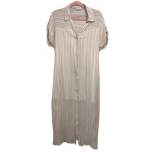 Load image into Gallery viewer, Medium En Creme Tan & White Striped Button Up Dress
