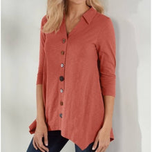 Load image into Gallery viewer, Medium Soft surroundings Blue Danielle Button Top