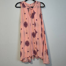 Load image into Gallery viewer, Medium Free People Peach & Purple Tree Swing Tunic Keyhole Dress