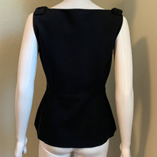 Load image into Gallery viewer, Size 6 Kate Spade NWT Black Ponte Sleeveless Peplum Top With Shoulder Bows