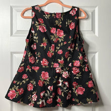 Load image into Gallery viewer, Size 2XL Torrid Black Pink Floral Print Peplum Cut Out Sleeveless Blouse