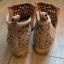 Load image into Gallery viewer, Size 8 Jeffrey Campbell Taggart Suede Cut Out Taupe Pointed Western Ankle Booties