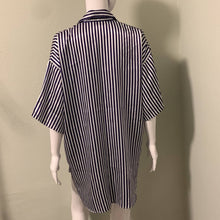 Load image into Gallery viewer, Medium/ Large Victoria’s Secret Vintage Silky Purple & White Stripe Button Up Pajamas