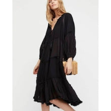 Load image into Gallery viewer, Small Free People In The Moment Black Boho Oversized Midi Dress With Sleeves