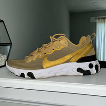 Load image into Gallery viewer, Size 6 Nike React Element 55 'Metallic Gold' Tennis Shoes