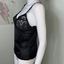 Load image into Gallery viewer, Medium Vintage Vanity Fair Black Lace Cami Lingerie Top