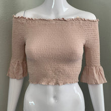 Load image into Gallery viewer, Size Small Kendall & Kylie Light Pink Off Shoulder Crop Top
