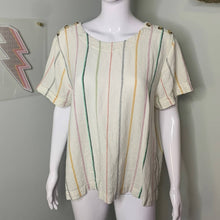 Load image into Gallery viewer, XL Cristopher & Banks Colorful Striped Button Shoulder Linen Top
