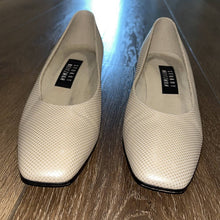 Load image into Gallery viewer, Size 7.5 Stuart Weitzman Vintage Impala Square Toe Cream Rose Gold Block Heels