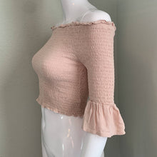 Load image into Gallery viewer, Size Small Kendall & Kylie Light Pink Off Shoulder Crop Top