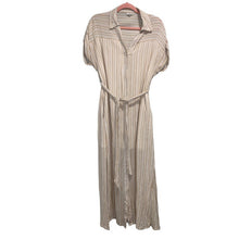 Load image into Gallery viewer, Medium En Creme Tan & White Striped Button Up Dress