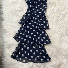 Load image into Gallery viewer, Medium Show Me Your Mumu Navy Blue Ruffle Off Shoulder Chi Chi Top Dippin Dots