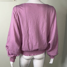 Load image into Gallery viewer, Size Medium Anthropologie Textured Purple Peasant Style Blouse