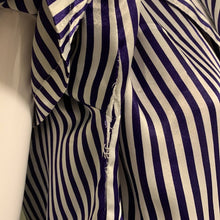 Load image into Gallery viewer, Medium/ Large Victoria’s Secret Vintage Silky Purple & White Stripe Button Up Pajamas
