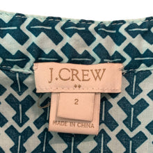 Load image into Gallery viewer, Size 2 J. Crew Neon Embroidered Teal Tassel Blouse