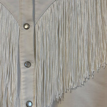 Load image into Gallery viewer, XS Vintage Western Collection Styles White Fringe Pearl Snap Button Up Rodeo Shirt