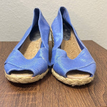 Load image into Gallery viewer, Sz 7 Ralph Lauren Cecilia Periwinkle Blue Espadrille Wedge Sandals