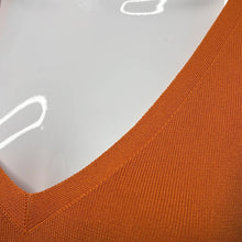 Load image into Gallery viewer, Size XL Lafayette 148 NWT Orange Stretchy V-Neck Ribbed Tank Top