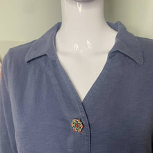 Load image into Gallery viewer, Medium Soft surroundings Blue Danielle Button Top