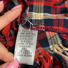 Load image into Gallery viewer, Size Large Entro Red & Black Button Up Frayed Hem Flannel