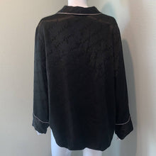 Load image into Gallery viewer, Size XL Victoria’s Secret Black Silk Button Up Collared Pajama Top