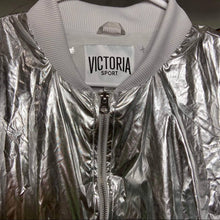 Load image into Gallery viewer, Size Medium Victoria Sport NWOT Silver Metallic Bomber Jacket