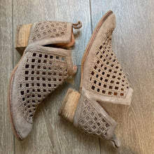 Load image into Gallery viewer, Size 8 Jeffrey Campbell Taggart Suede Cut Out Taupe Pointed Western Ankle Booties