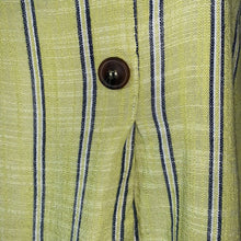 Load image into Gallery viewer, Large E & M Buckle Lime Green Stripe Asymmetrical Button Tank