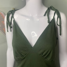 Load image into Gallery viewer, Sz 10 ASOS Olive Green Ribbed Shoulder Tie Dress