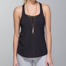 Load image into Gallery viewer, Medium Lululemon Navy Blue & Thin Gold Stripe Tank Top