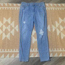Load image into Gallery viewer, Sz 10 Universal Thread Light Wash High Rise Distressed Denim Skinny Ankle Jeans