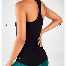 Load image into Gallery viewer, Size Medium Fabletics Black Ruched Side Mesh Tank Top