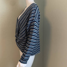 Load image into Gallery viewer, Medium Anna Blue White Stripe Knot Sweater
