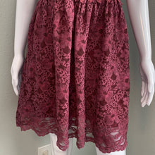 Load image into Gallery viewer, Size Medium Altar’d State Maroon Lace Trimmed Short Sleeve Dress