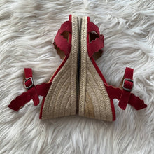 Load image into Gallery viewer, Sz 6.5 Lucky Brand Red Marleigh Suede Espadrille Wedges