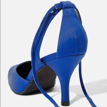 Load image into Gallery viewer, Size 8.5 JustFab Blue Gracie Ankle Lace-Up Heels