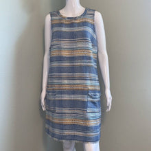 Load image into Gallery viewer, Size 10 Anthro Akemi + Kin NWOT Blue & Yellow Striped Tweed Shift Dress With Pockets